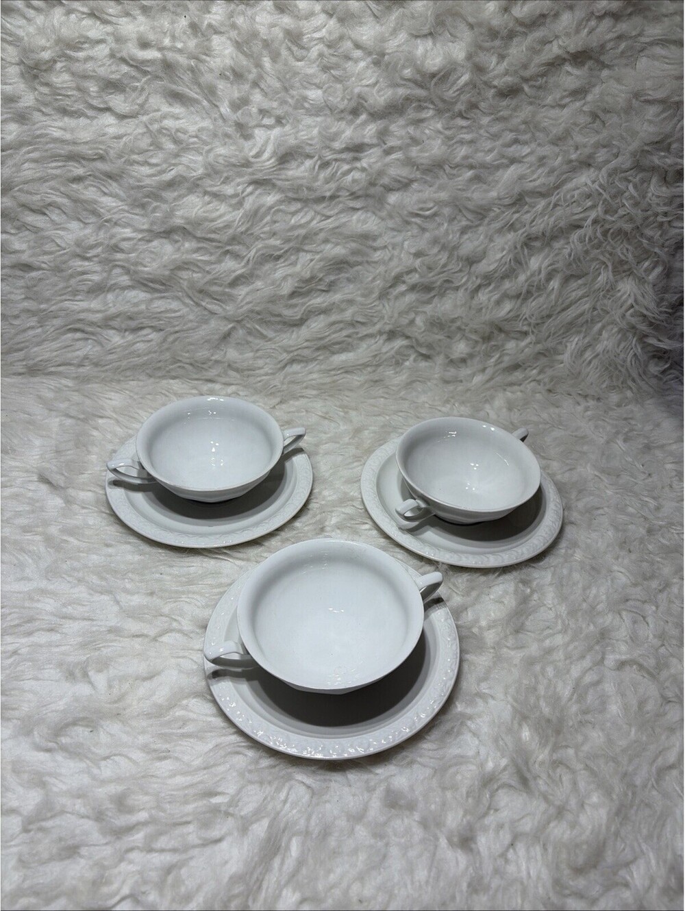 Rosenthal Maria White 3 Cream Soup Bowls with Saucers 6 Pcs Total